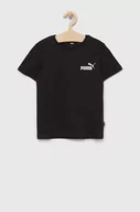 Koszulki dla dziewczynek - Puma t-shirt bawełniany dziecięcy ESS Small Logo Tee B kolor czarny z nadrukiem - miniaturka - grafika 1