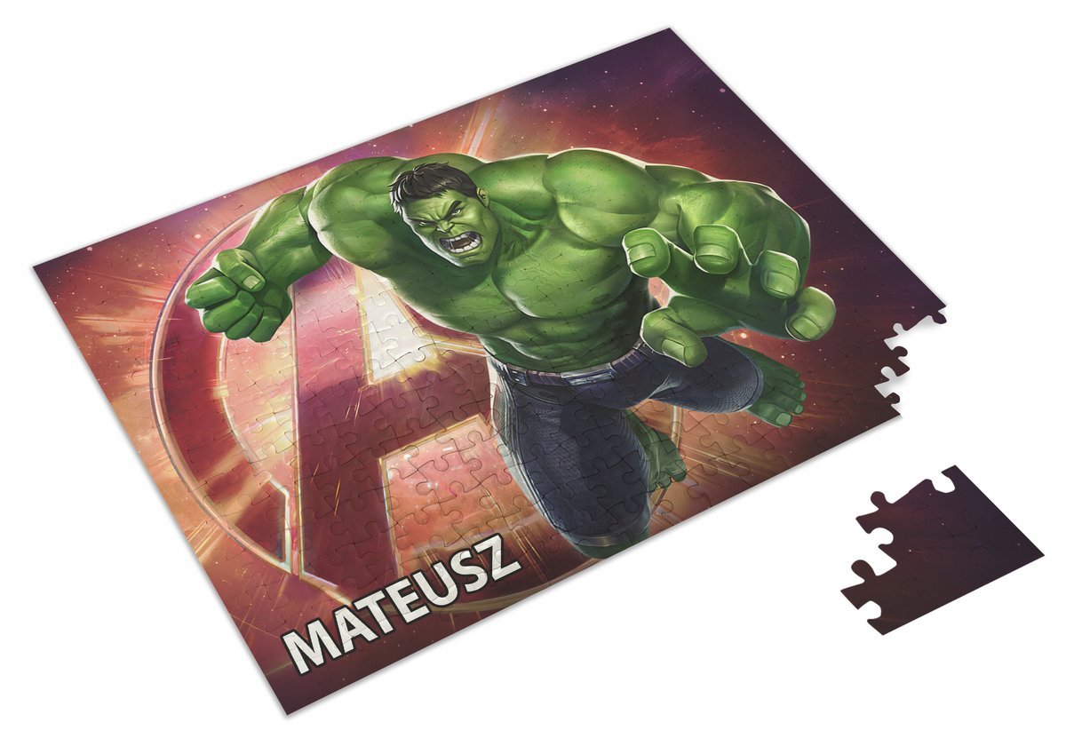 Puzzle AVENGERS HULK A3 252 el z Nadrukiem Twoje IMIĘ + Pudełko 28