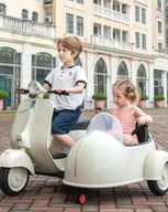 Pojazdy elektryczne dla dzieci - Skuter Vespa elektryczny dla dziecka trójkołowy beżowy 12V - miniaturka - grafika 1