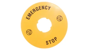 Lovato Szyld opisowy fi 90mm EMERGENCY/STOP LPXAU113 LPXAU113 - Inne akcesoria elektryczne - miniaturka - grafika 1