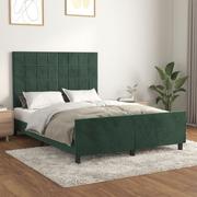 Łóżka - Lumarko Rama łóżka z zagłówkiem, ciemnozielona, 140x200 cm, aksamitna - miniaturka - grafika 1