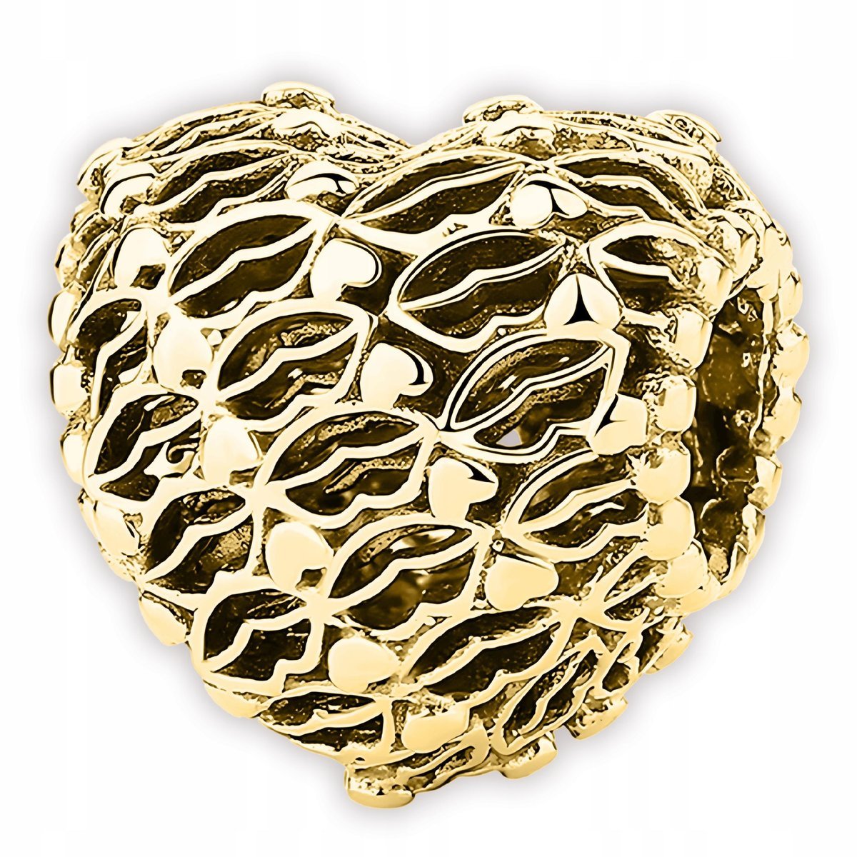 Złoty Charms Serduszko Usta Ażurowe Serduszka z Ustami SREBRO 925