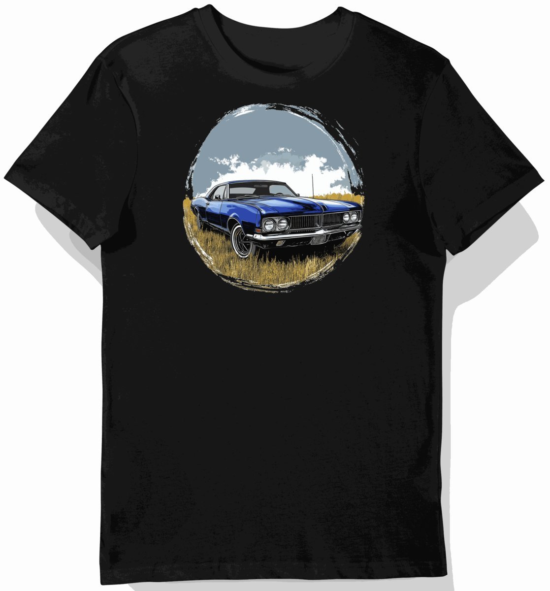 Koszulka męska czarna z nadrukiem klasycznego Mercury Cougara XL