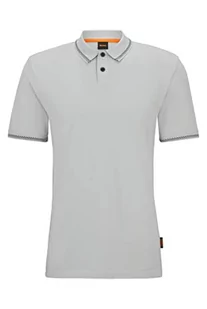 BOSS Perete męska koszulka polo z bawełny piqué z kontrastowymi detalami, Light/Pastel Grey50, S - Koszulki męskie - miniaturka - grafika 1
