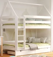 Łóżka dla dzieci i młodzieży - Białe łóżko piętrowe domek dla dzieci z szufladą - Zuzu 4X 160x80 cm - miniaturka - grafika 1