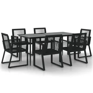 7-częściowy zestaw mebli ogrodowych, czarny, rattan PVC - Meble ogrodowe - miniaturka - grafika 3