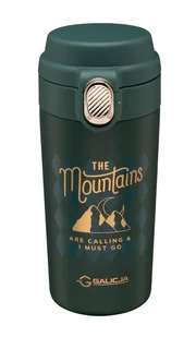 Kubek termiczny bidon MOUNTAINS 350 ml stal nierdzewna 18/10 tworzywo zielono-złoty butelkowa zieleń - Kubki termiczne - miniaturka - grafika 1