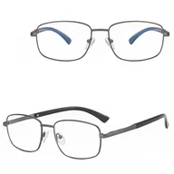 Okulary korekcyjne, oprawki, szkła - Metalowe okulary zerówki z filtrem Blue Light do komputera 25154D Grafitowe + akcesoria - miniaturka - grafika 1