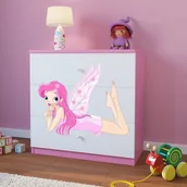 Komody dla dzieci - KocotKids Komoda do pokoju dziecięcego, babydreams, wróżka ze skrzydełkami, 81 cm, różowa - miniaturka - grafika 1