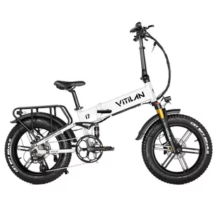 Składany rower elektryczny Vitilan I7 Pro 2.0, grube opony 20*4,0 cali, silnik Bafang 750W, wyjmowalna bateria 48V 20Ah - biały - Rowery elektryczne - miniaturka - grafika 2
