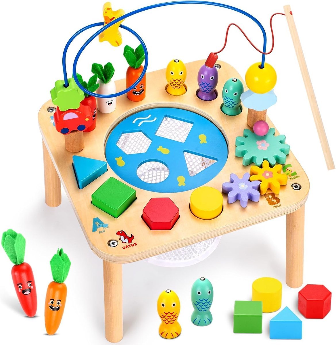 Stolik aktywności drewniany montessori 6w1