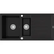 Zlewozmywaki - Mexen Andres zlewozmywak granitowy 1,5-komorowy z ociekaczem 1000 x 500 mm, czarny - 6515101510-77 - miniaturka - grafika 1