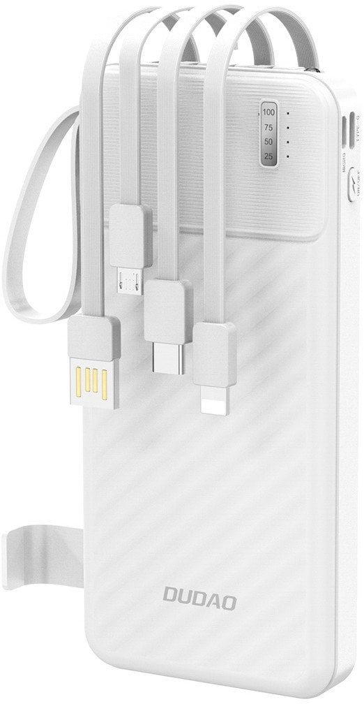 Dudao K11 10000mAh z wbudowanymi kablami biały