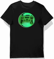 Koszulki męskie - Koszulka męska czarna z motywem zielonego neonowego napisu XL - miniaturka - grafika 1