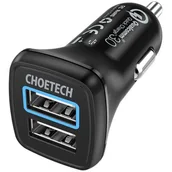 Ładowarki samochodowe - Choetech ładowarka samochodowa 2 x USB Quick Charge 3.0 30W 2,4A czarna (C0051) - miniaturka - grafika 1