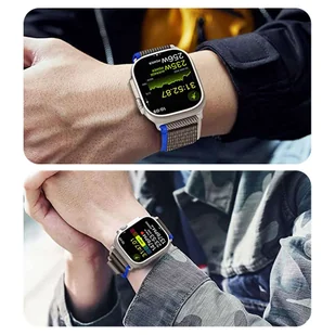 Pasek Alogy Sport na rzep do Apple Watch 4/5/6/7/8/SE/Ultra (42/44/45/49mm) Niebiesko-szary - Akcesoria do smartwatchy - miniaturka - grafika 5