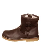 Botki damskie - kmins Skórzane botki zimowe w kolorze ciemnobrązowym - miniaturka - grafika 1