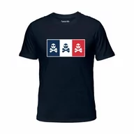 Koszulki męskie - Koszulka męska bawełniana granatowa z nadrukiem, T-shirt Captain Mike r.M - miniaturka - grafika 1