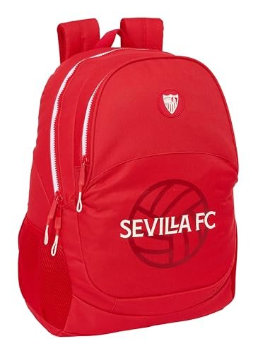 Safta SEVILLA FC Plecak szkolny dla dzieci, idealny dla dzieci w różnym wieku, wygodny i wszechstronny, jakość i wytrzymałość, 32 x 16 x 44 cm, czerwony, Czerwone, Estándar, Casual