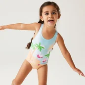 Stroje kąpielowe dla dziewczynek - Regatta Dziecięcy strój kąpielowy jednoczęściowy Peppa Splash Niebieski, Rozmiar: 80 cm - miniaturka - grafika 1