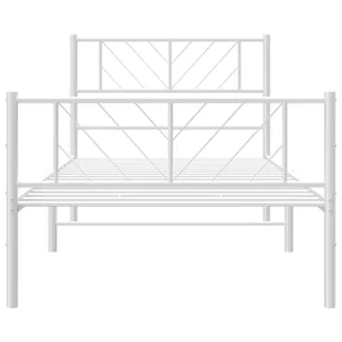 Metalowa rama łóżka z wezgłowiem i zanóżkiem, biała, 107x203 cm Lumarko! - Łóżka - miniaturka - grafika 6