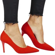 Czółenka - CZÓŁENKA SZPILKI DAMSKIE SEASTAR 102P CZERWONE ZAMSZOWE - miniaturka - grafika 1