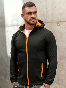 Czarno-pomarańczowa kurtka męska przejściowa softshell Denley HH017 - Kurtki męskie - miniaturka - grafika 1