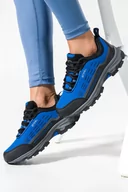 Buty trekkingowe damskie - Niebieskie buty trekkingowe damskie sznurowane z czarnymi dodatkami softshell Casu B2003-5 - miniaturka - grafika 1
