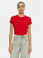 Koszulki i topy damskie - Tommy Jeans T-Shirt Linear DW0DW18398 Czerwony Slim Fit - miniaturka - grafika 1