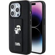 Etui i futerały do telefonów - Etui Karl Lagerfeld KLHCP15XGSAKCPK Apple iPhone 15 Pro Max hardcase Gripstand Saffiano Karl&Choupette Pins czarny/black - miniaturka - grafika 1