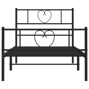 Metalowa rama łóżka z wezgłowiem i zanóżkiem, czarna, 100x200cm Lumarko! - Inne meble do sypialni - miniaturka - grafika 6