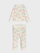 Piżamy dla dziewczynek - Sinsay - Piżama niemowlęca z długim rękawem w kwiaty - kremowy - miniaturka - grafika 1