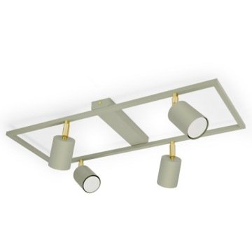 Lampa Sufitowa Plafon Ramka 4xGU10 Szałwia Oliwka Zielona Złota Ruchoma
