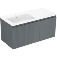 Szafki łazienkowe - Mexen Rivel szafka łazienkowa 100 cm z umywalką Otis lewą, 1S, 1D, ryflowana, grafit mat/biała mat - 91A23-10047-3-BBFF66-W18L01 - miniaturka - grafika 1
