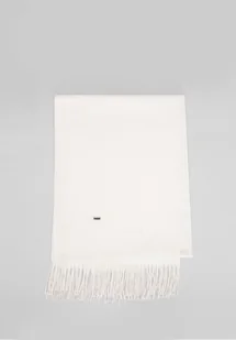 Szalik damski z frędzlami jednolity kremowy - Apaszki i szaliki męskie Szalik damski z frędzlami jednolity kremowy - Apaszki i szaliki męskie - miniaturka - grafika 1