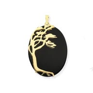 Wisiorki - ankabizuteria.pl Srebrna zawieszka pozłacana owalna z onyksem DRZEWK - miniaturka - grafika 1