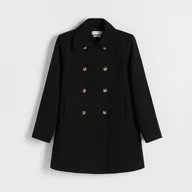 Płaszcze damskie - Reserved - Płaszcz z dekoracyjnymi guzikami - Czarny - miniaturka - grafika 1