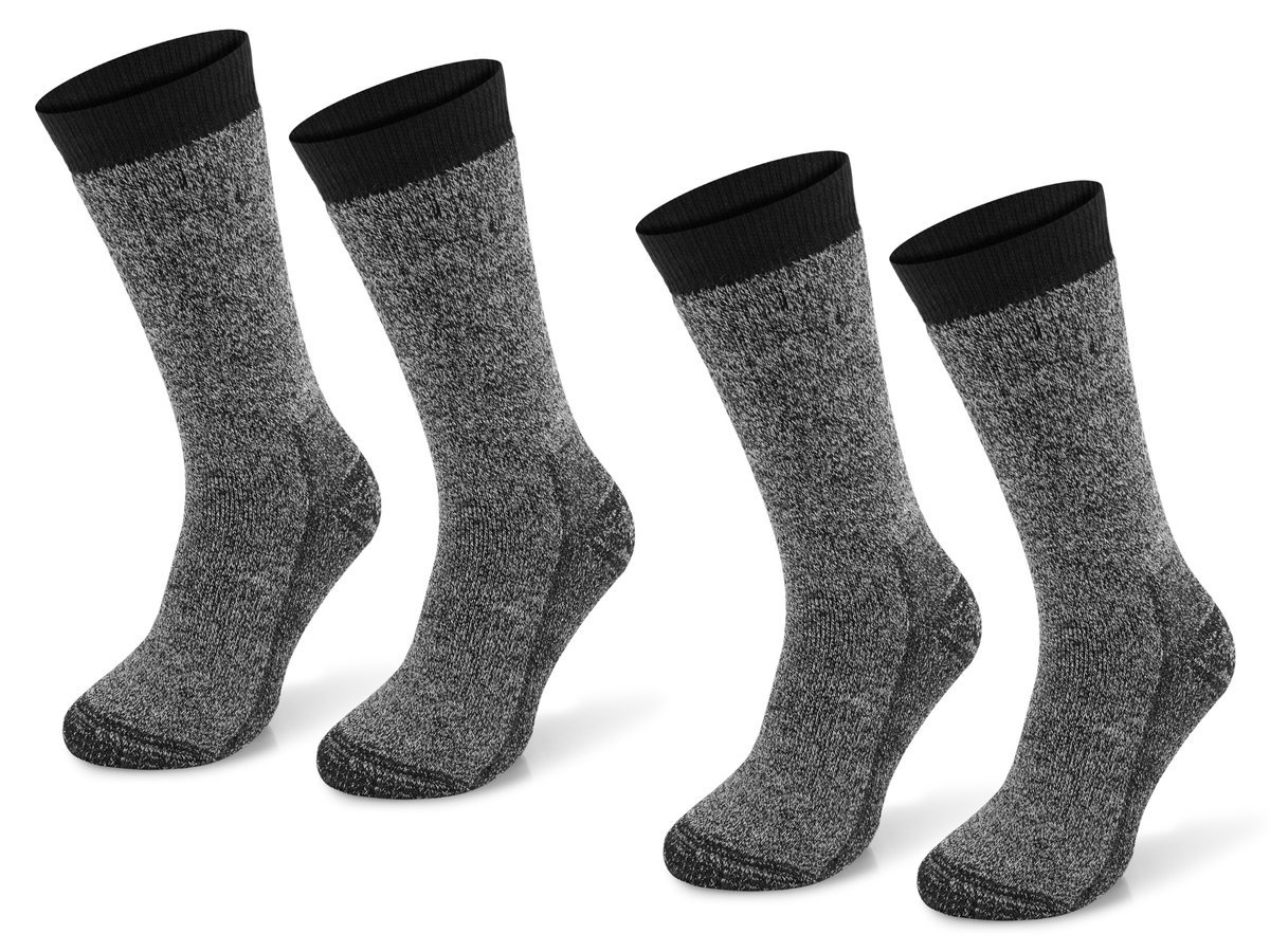 Zestaw 2 Par Skarpet Termoaktywnych Comodo, Grube, 80% Wełny Merynosowej Schoeller, Uniseks, Szare, Rozmiar 35-38, Zimowe Górskie