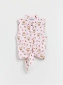 Bluzki dla dziewczynek - Reserved - Koszula z wiązaniem Pusheen - pastelowy róż - miniaturka - grafika 1