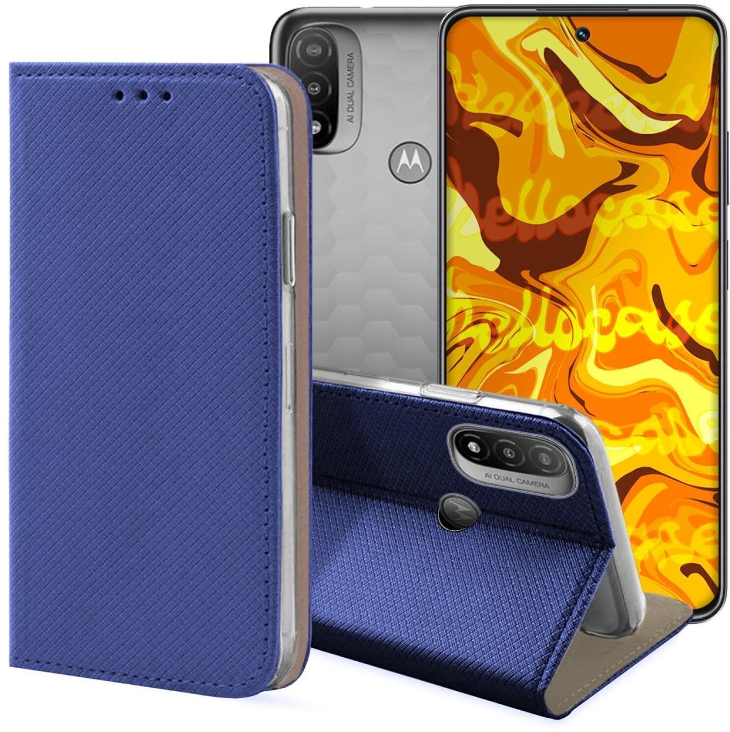 Hello Case Etui z Klapką Do Motorola Moto E20 / E30 / E40 / E20S Granatowe, Zamykane