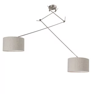 QAZQA Lampa wisząca regulowana stal klosz jasnonszary 35cm - Blitz II - Lampy sufitowe - miniaturka - grafika 1