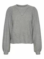 Swetry damskie - Noisy may Nmluke L/S O-Neck Knit S sweter damski, jasnoszary melanżowy, S - miniaturka - grafika 1