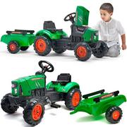 Jeździki dla dzieci - Falk traktor na pedały SuperCharger z platformą zielony - miniaturka - grafika 1