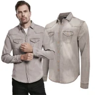 Odzież taktyczna i umundurowanie - Jeansowa koszula z długim rękawem BRANDIT Riley - szara XL - miniaturka - grafika 1