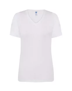 T-shirt Damski biały dekolt w serek roz. L - Odzież robocza - miniaturka - grafika 1