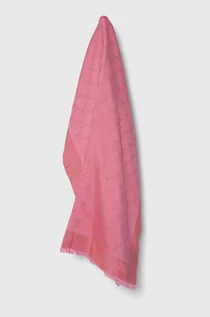 Apaszki i szaliki damskie - Moschino szal z domieszką wełny kolor różowy gładki - grafika 1