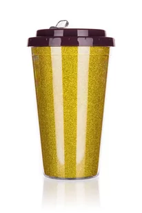 Kubek podróżny o podwójnych ściankach BANQUET Glitters 500 ml, Złoty - Kubki termiczne - miniaturka - grafika 1