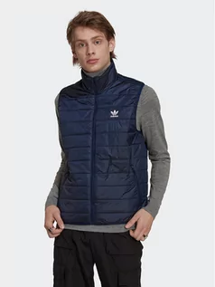 Kamizelki męskie - adidas Kamizelka Padded Stand Collar Puffer Vest HL9216 Niebieski Regular Fit - grafika 1