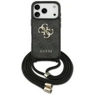 Etui i futerały do telefonów - Etui Guess 4G Big Logo Cord Stap Crossbody do iPhone 17 Pro czarny - miniaturka - grafika 1
