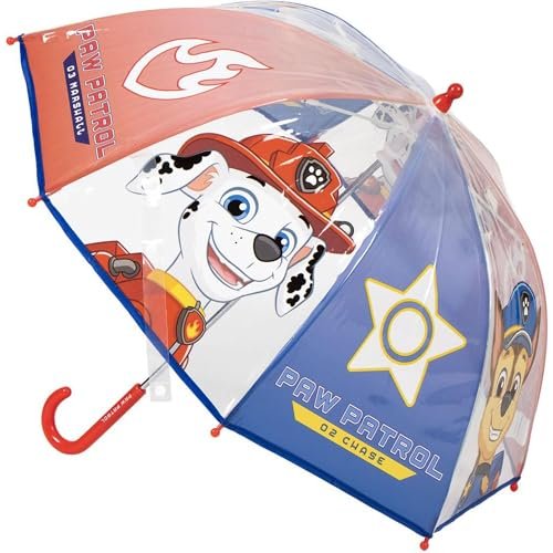 Parasol ręczny Poe Bubble Paw Patrol - przezroczysty parasol dziecięcy z motywem psi patrol, bezpieczne ręczne otwieranie i pełna ochrona kopuła dla dzieci fanów Chase i Skye, psi patrol, T45C:45 CM
